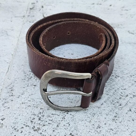 Aeropostale Men Leather Belt Brown Genuine Cowhide Leather Pin Buckle Size L - Picture 6 of 12